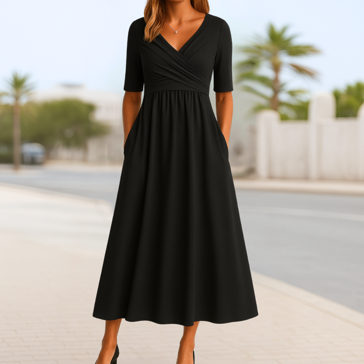 Short Sleeve Crossed Dress