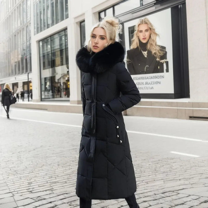 Women’s Winter Quilted Coat with Hood Trim