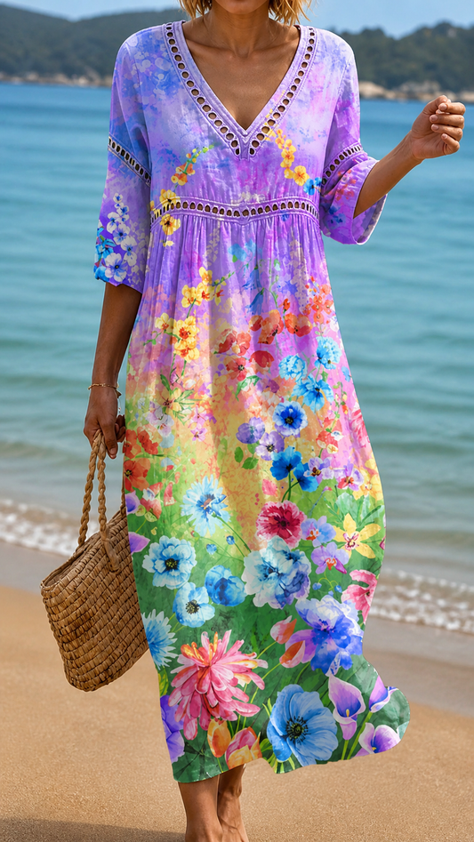 Beach Dress with Vibrant Flowers