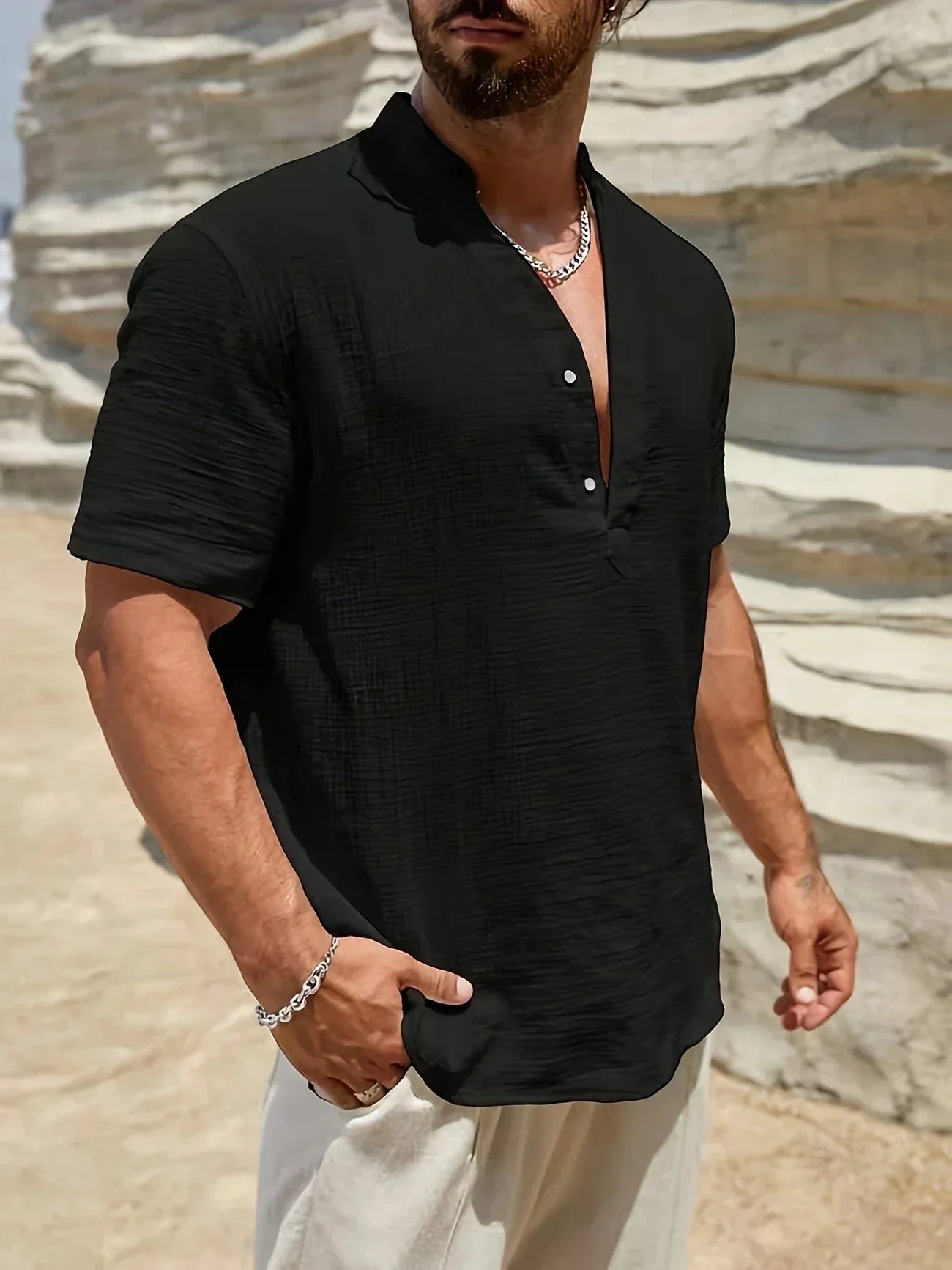 Cozy Stand-Collar Summer Shirt