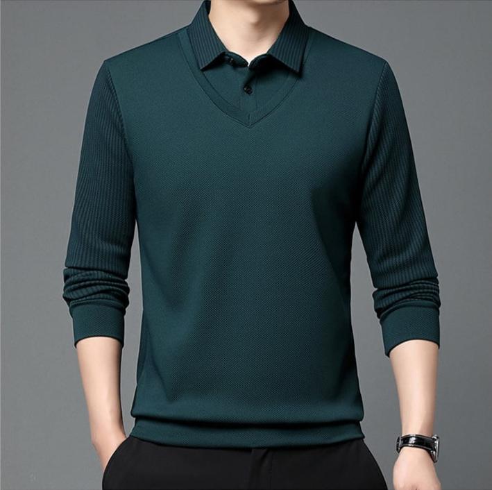 Elegant Striped Collar Two Piece Shirt