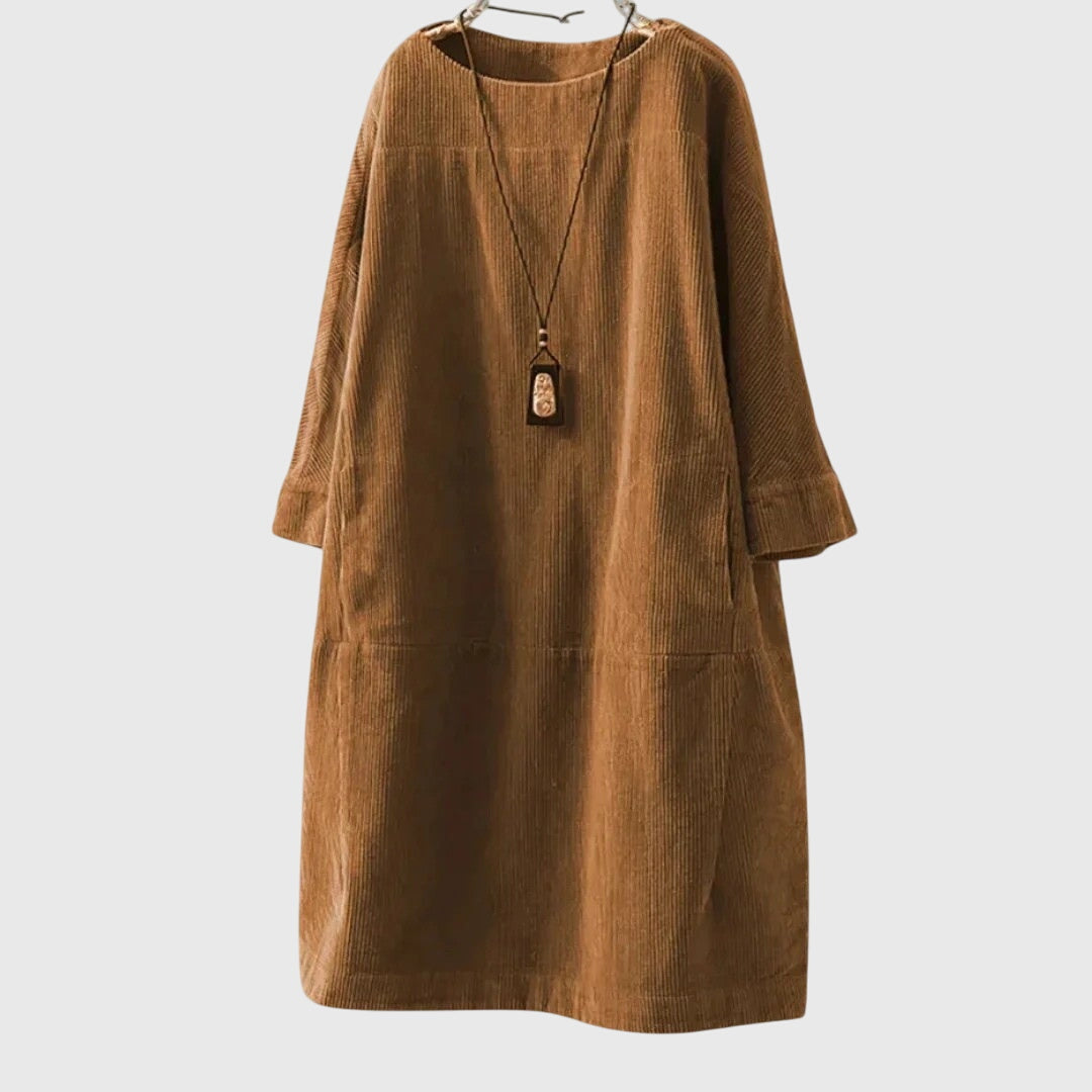Vestido midi de pana relajado