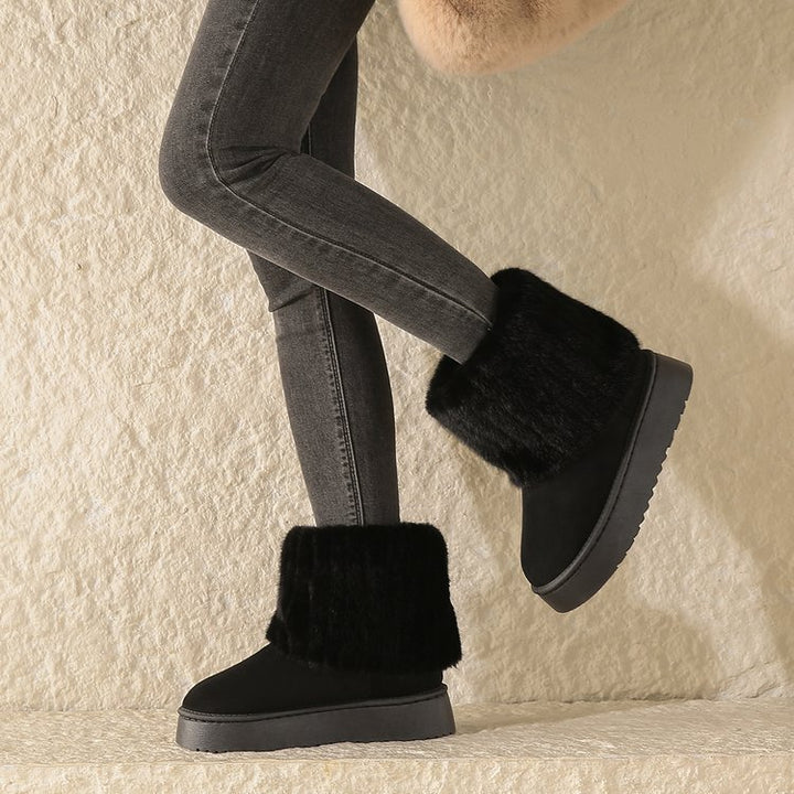 Botines de invierno para mujer con ribete de piel
