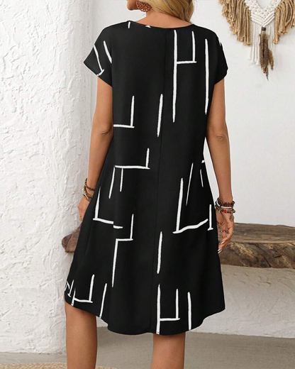 Ainee – Summer Dress with Round Neckline and Print