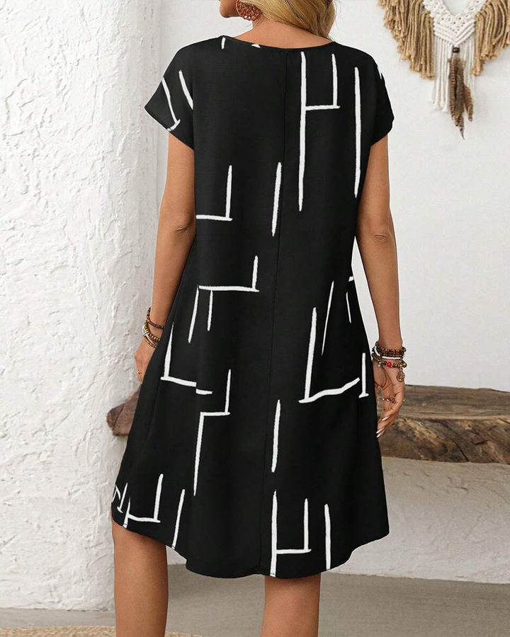 Ainee – Summer Dress with Round Neckline and Print