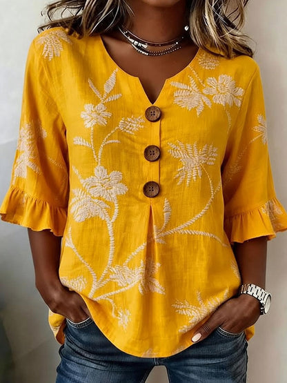 Women'S Floral Art Retro Printed Casual Top