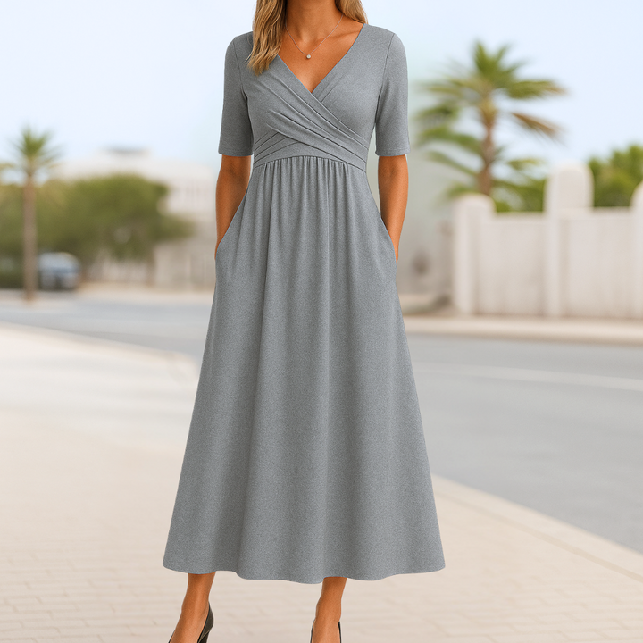 Short Sleeve Crossed Dress