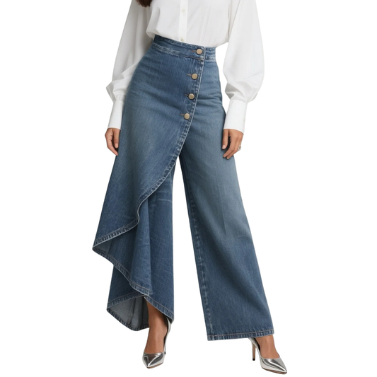 ROSSELLA | TIE-WAIST DENIM TROUSERS