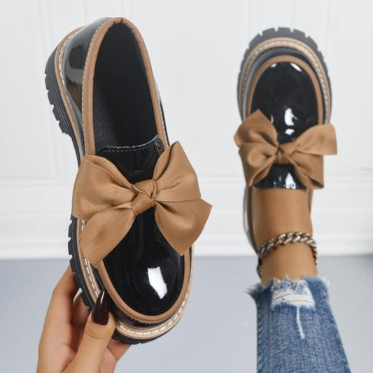 Lucente Bowknot Real Leather Loafers