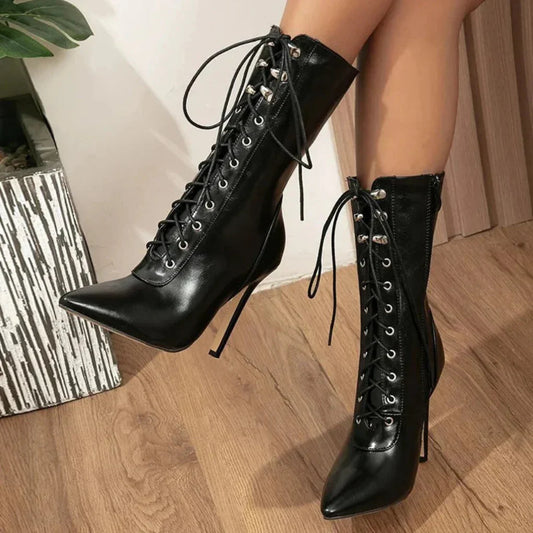 Women’s Lace-Up Stiletto Heel Boots