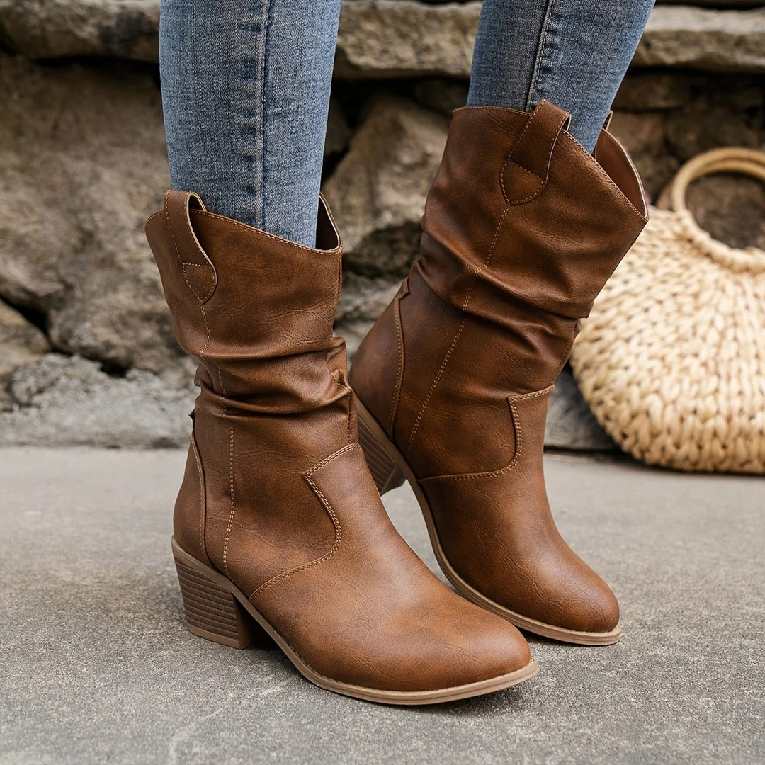 Women's Winter Cowboy-Inspired Heeled Boots