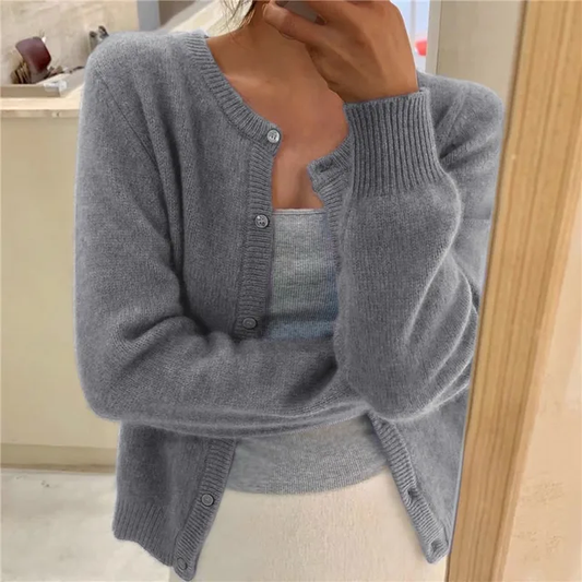 Cárdigan de manga larga con botones casual de invierno para mujer