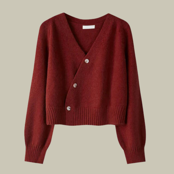 Women’s Cross Button V Neck Merino And Wool Sweaters