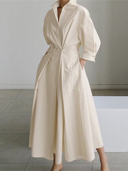 Maxivestido camisero entallado para mujer