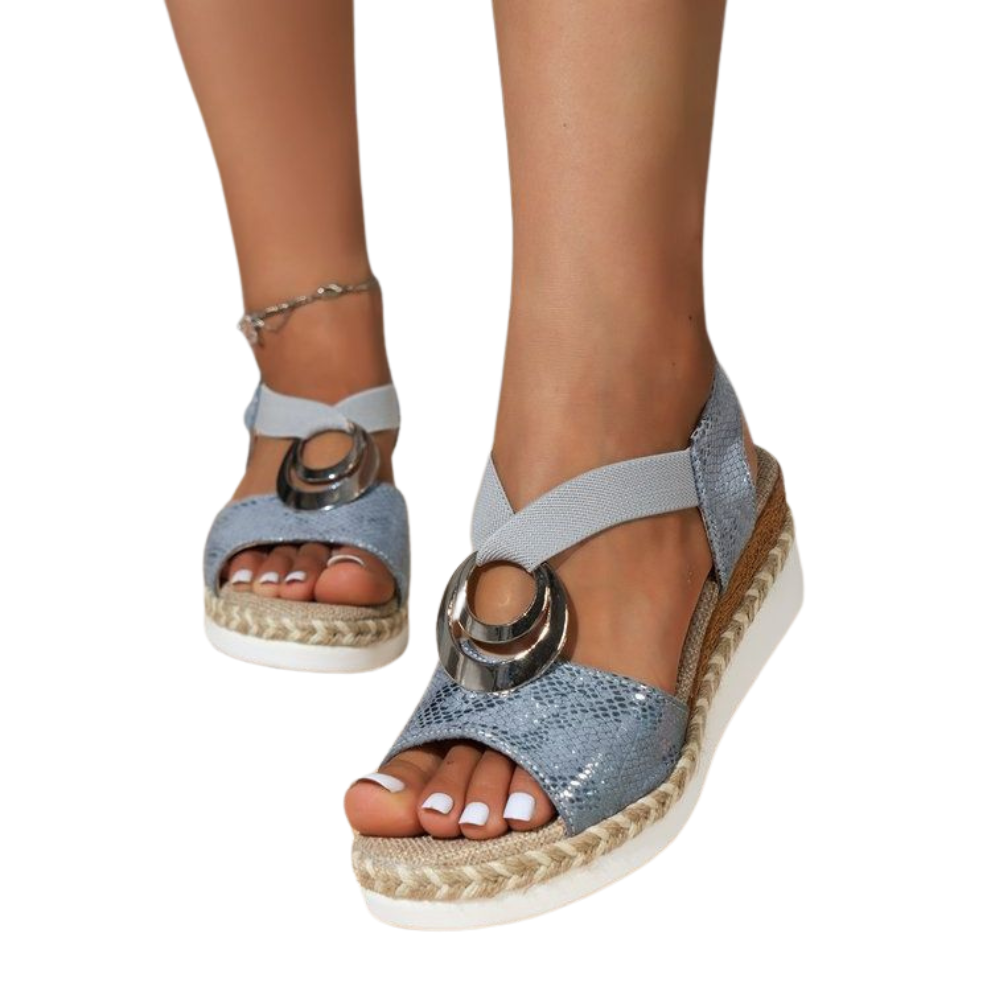 Bellagio Women's Strappy Metal Accent Wedge Heels