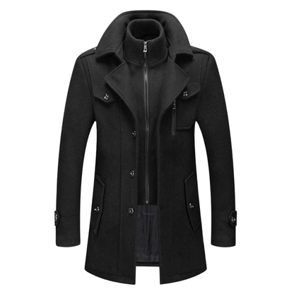Classic Double Layer Long Coat For Men