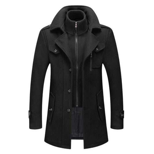 Classic Double Layer Long Coat For Men
