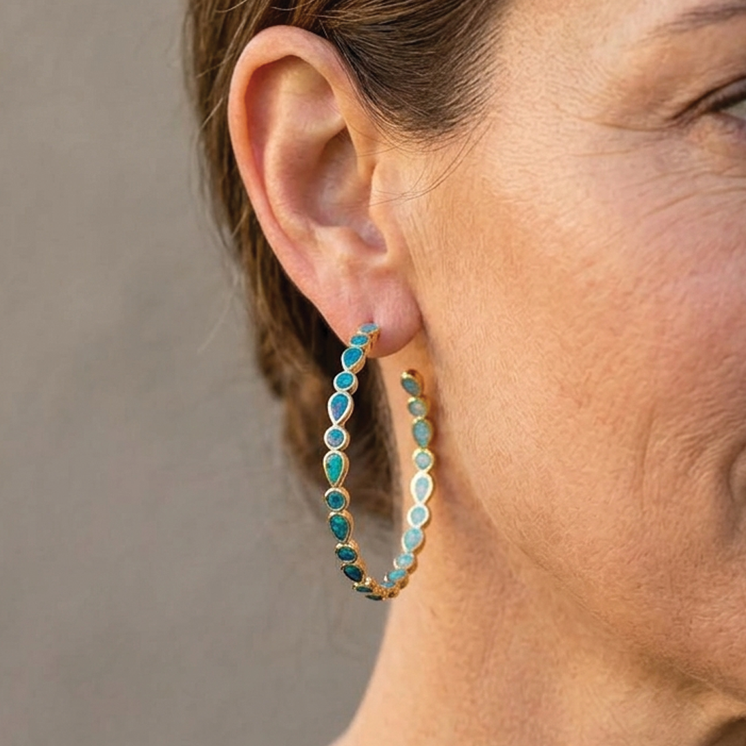 Opal Hoop Earrings