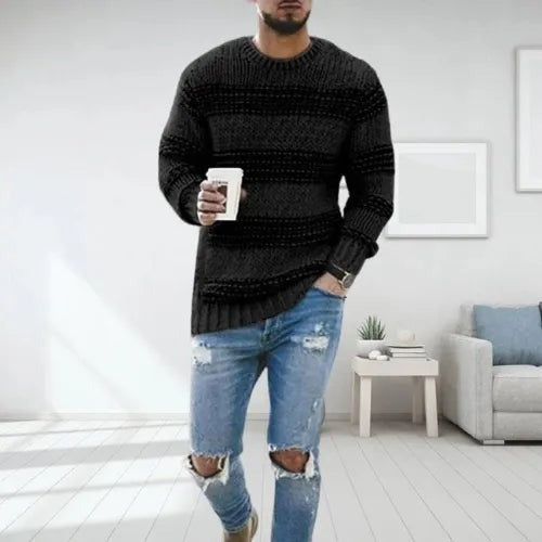 Classic Striped Knit Pullover Sweater