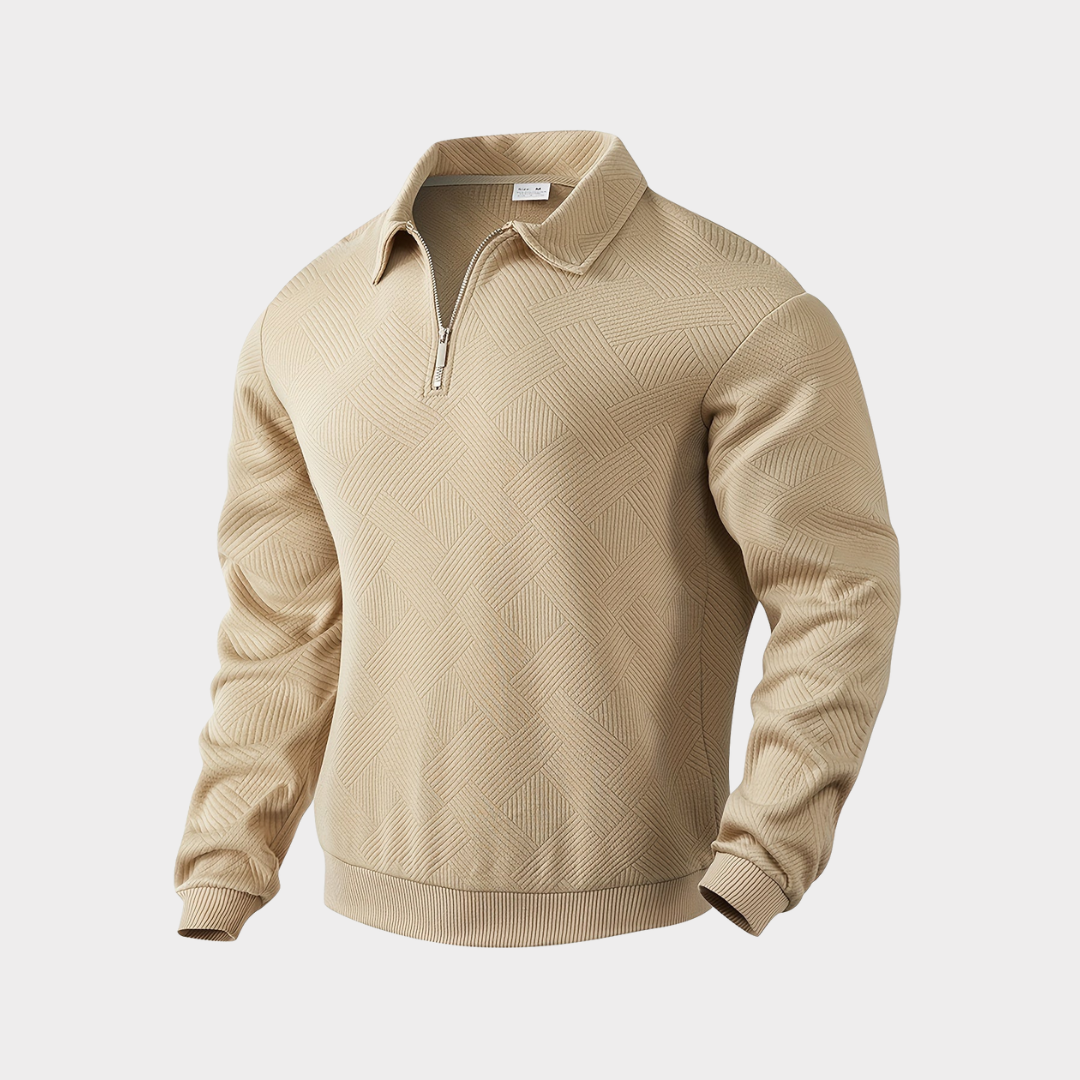 Men’s Casual Textured Design Half Zip Sweater
