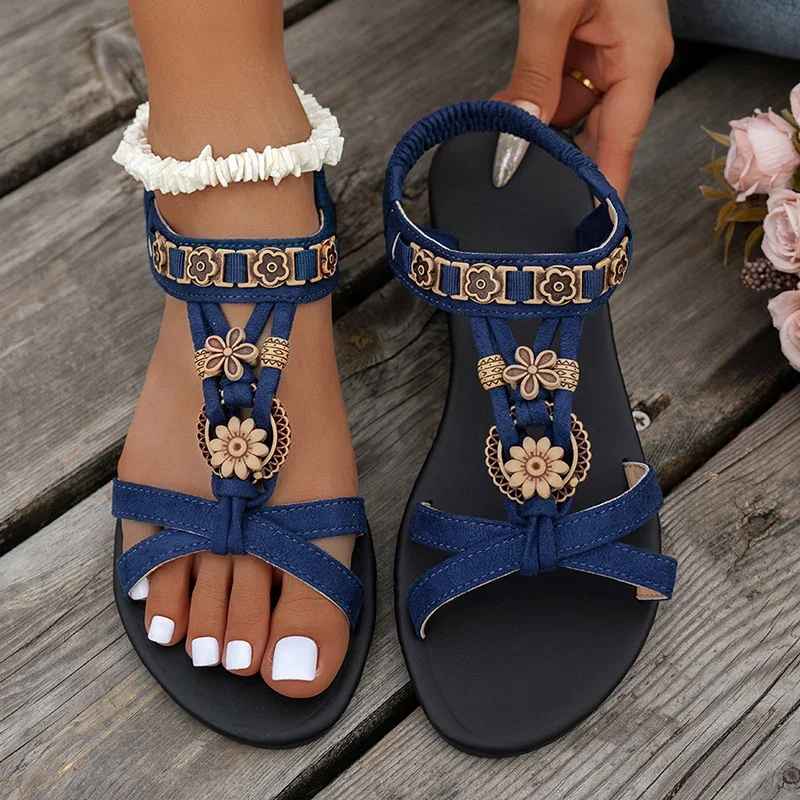 Flower Beaded Bohemian Sandals
