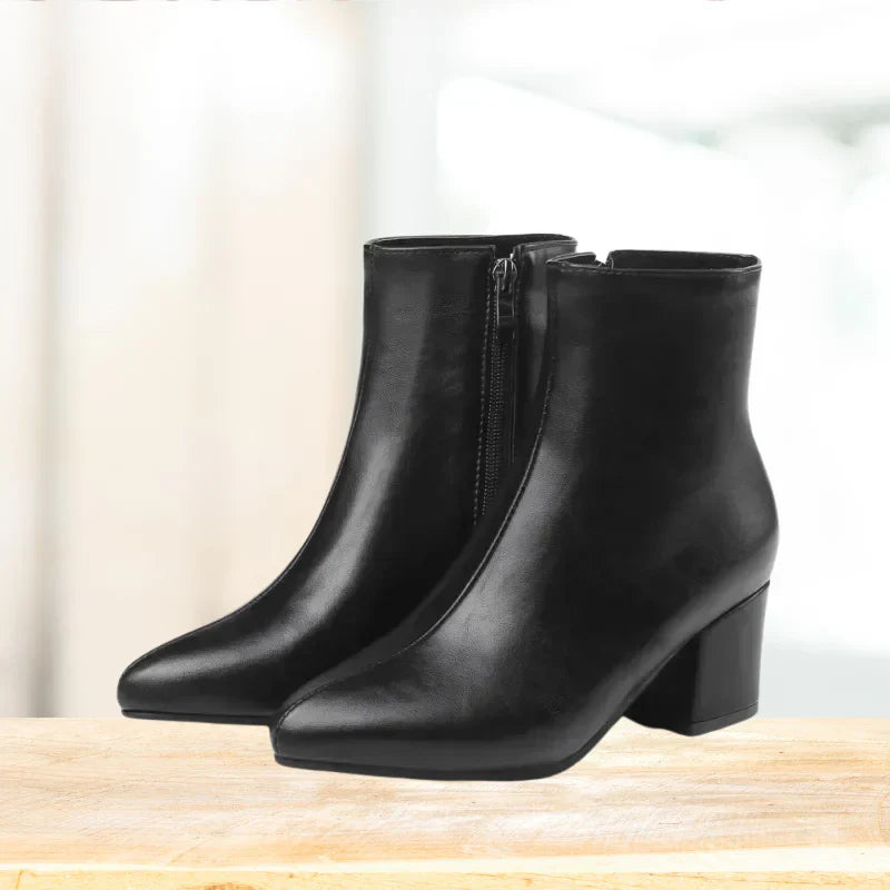 Botines de invierno metálicos con cremallera para mujer
