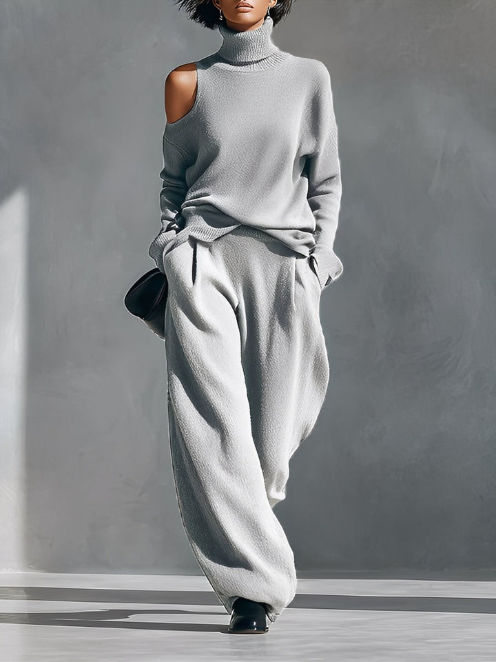 Women's One-shoulder Cut-out Modern Knit-Blend Set