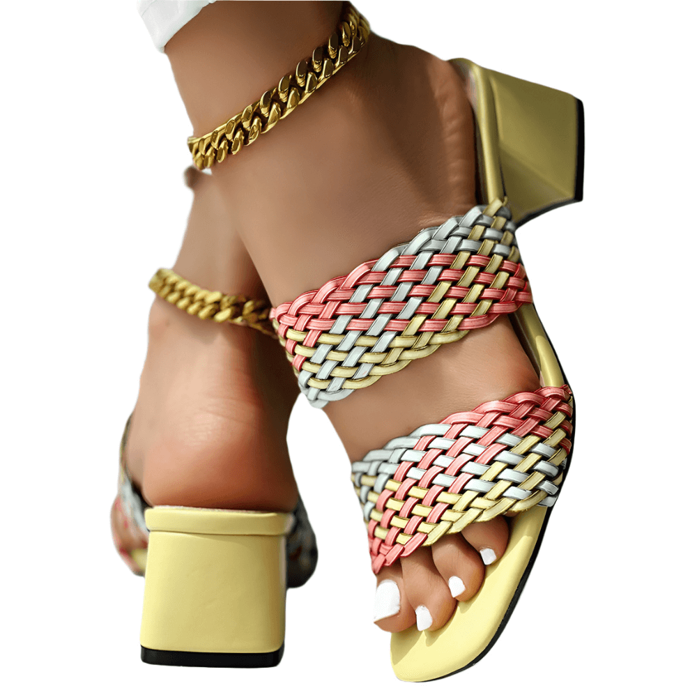 Sandalias de tacón trenzadas Colorblock Soletta