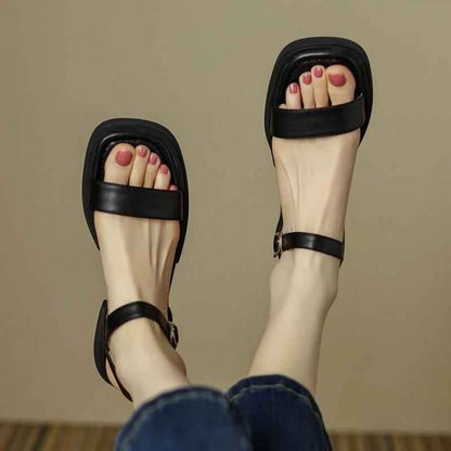 Genuine Leather Low Heel Sandals