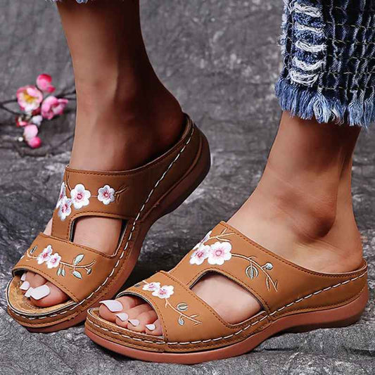 Embroidered Boho Wedge Sandals