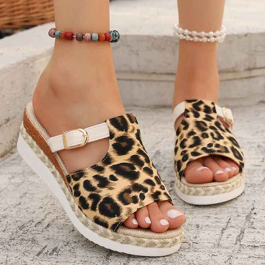 Leopard Print Wedge Sandals