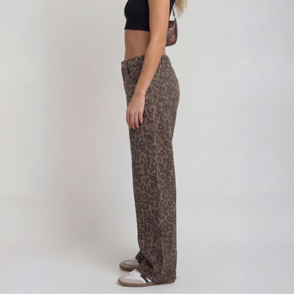 Leopard Print Wide Leg Pants