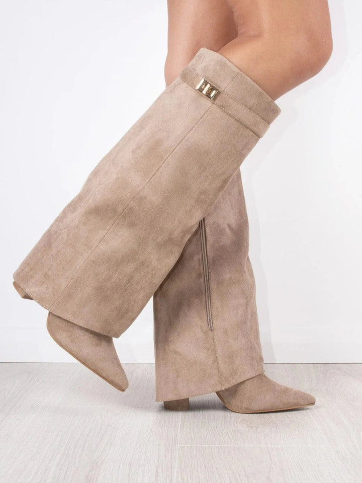 Women’s Leather Thigh-High Boots with Buckle