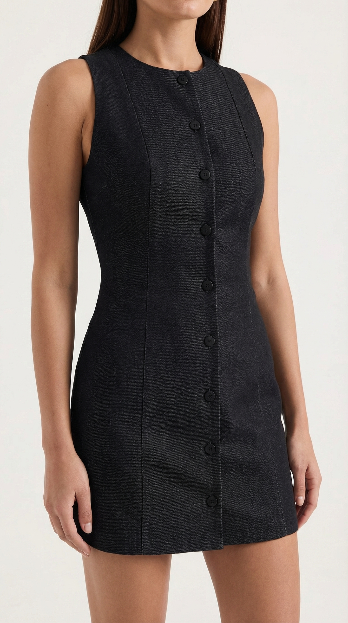Sleeveless Button-Up Mini Dress