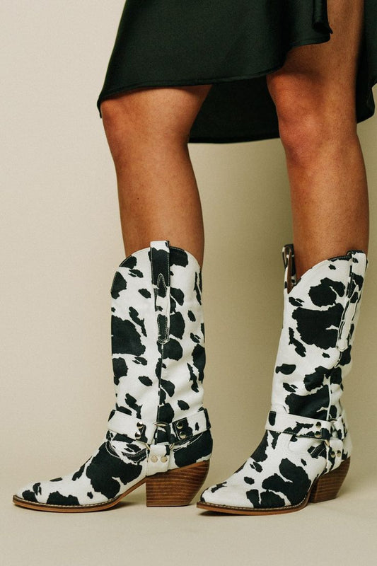 Women’s Trendy Western Boots with Belt Detail