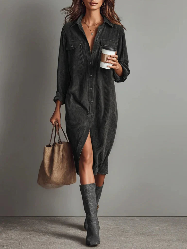 Relaxed Corduroy Midi Dress