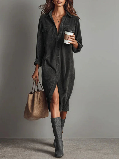 Relaxed Corduroy Midi Dress