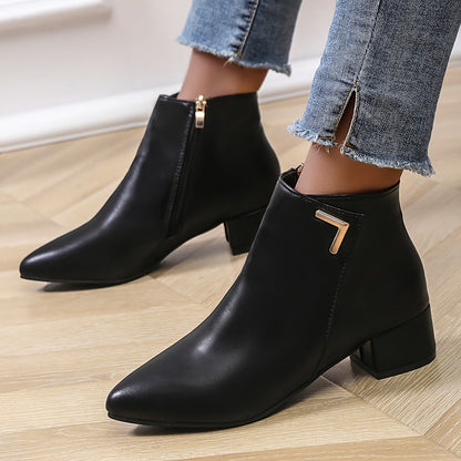 Women’s Trendy Pointed Toe Block Heel Boots
