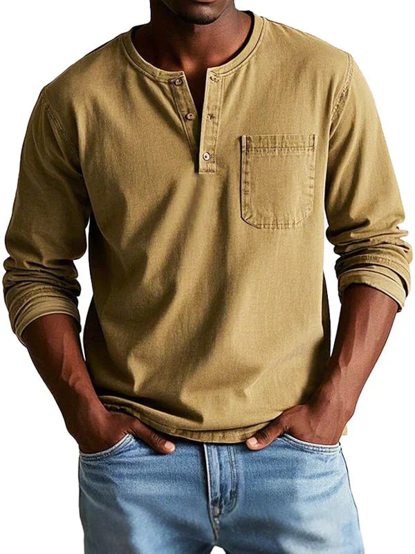 Men’s Casual Long Sleeve Henley Shirt