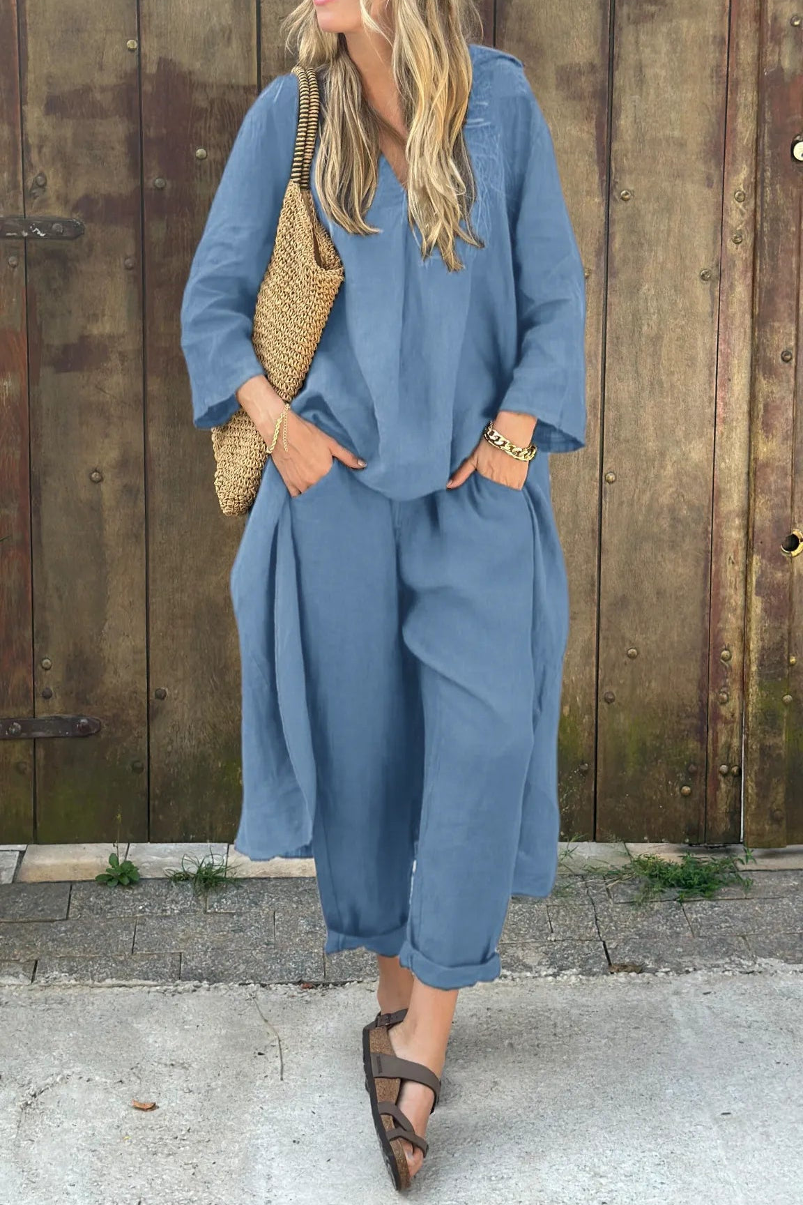 Women’s Relaxed Long Tunic and Pant Set