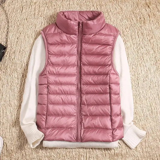 Chaleco acolchado ligero con cremallera frontal para mujer