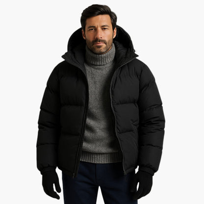 Men’s Quilted Winter Zip-Up Hooded Jacket