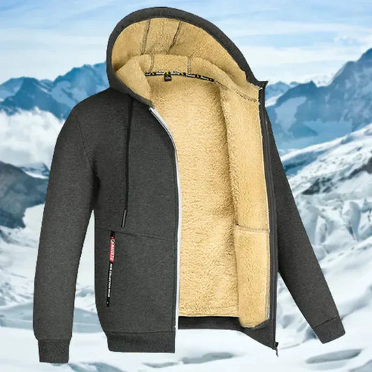 Men's Winter Jacket with Hood and Fleece