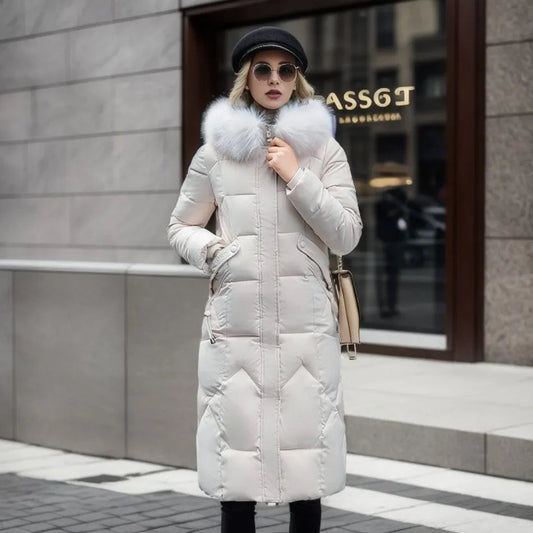 Women’s Winter Quilted Coat with Hood Trim
