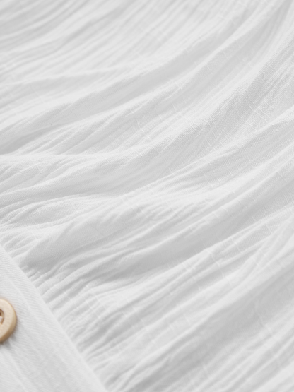Women's Imitation Cotton And Linen Pleated Lapel Single-breasted Long-sleeved Maxi Dress