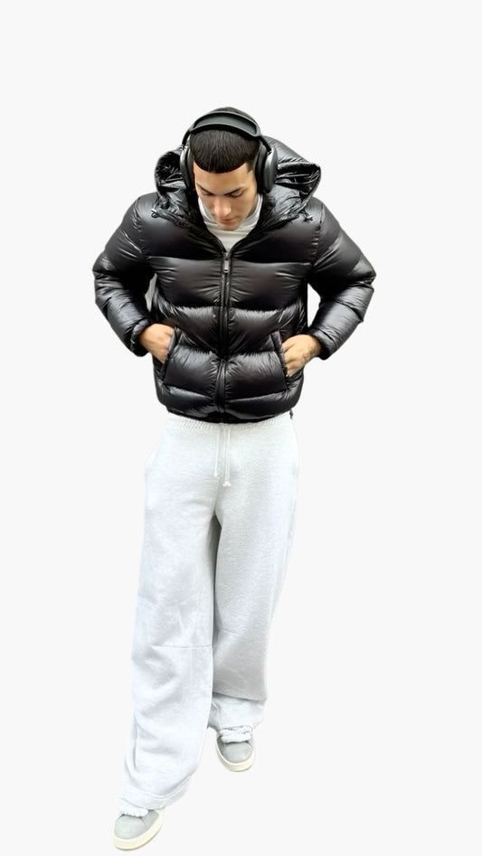 Men’s Stylish Shiny Hooded Puffer Jacket
