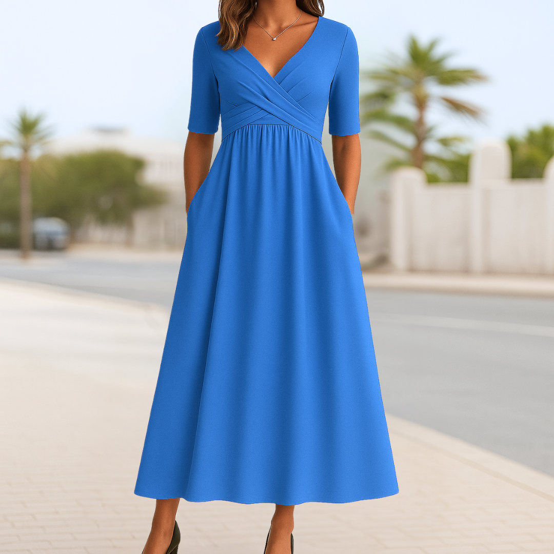 Short Sleeve Crossed Dress