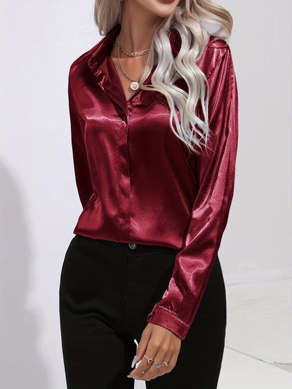 Women’s Button Down Long Sleeve Satin Blouses