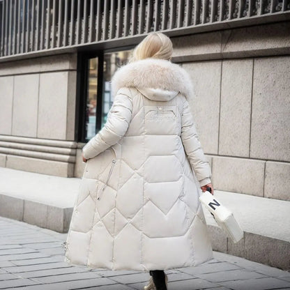 Women’s Winter Quilted Coat with Hood Trim