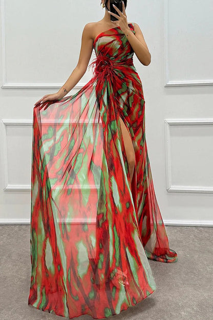 Women’s One Shoulder Slit Maxi Dress